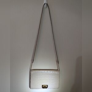 Kate Spade Elegant Cream Crock Skin Leather Crossbody Bag In Good Condition.